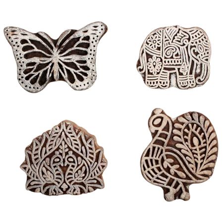 Set of 4 Piece New Mix Wooden Printing Block